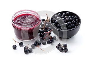 Aronia jam and fresh aronia berries