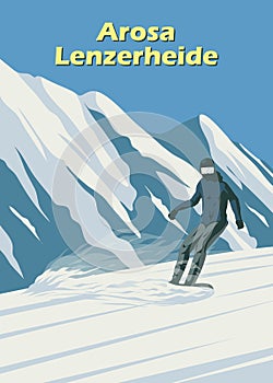 arosa lenzerheide poster vintage by lawoel illustration design