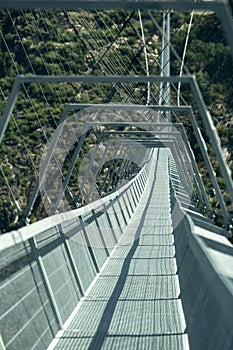 Arouca 516 suspension bridge above the Paiva River in the municipality of Arouca, Portugal.