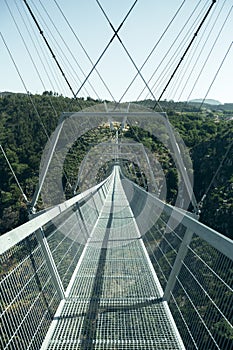 Arouca 516 suspension bridge above the Paiva River in the municipality of Arouca, Portugal.