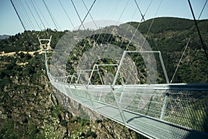 Arouca suspension bridge above the Paiva River in the municipality of Arouca, Portugal.