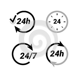 Around clock and daily work schedule, 24 hours service, time line icon.