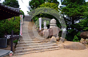 Around Reikado Hall, Mount Misen trail on Miyajima Japan.