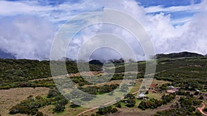 Around the town of Le Bourg-Murat on Reunion Island drone view