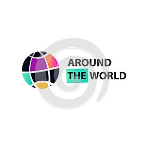 Around the world. Concept image, badge, insignia for advertising travel agency, company, bureau.
