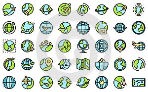 Around the world icons set vector flat