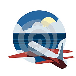 Around the world travelling by plane, airplane trip in various country, vector illustration concept.