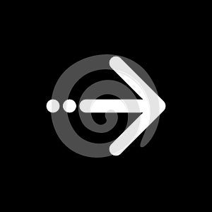 Arow vector icon isolated on black background.