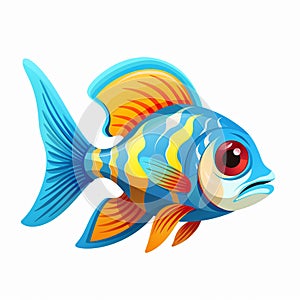 Arowana colours white angler fish illustration nemo multicolor tricolor oranda goldfish orange saltwater fish