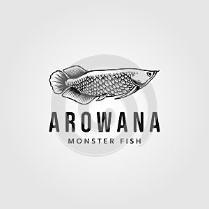 Arowana fish logo vintage vector illustration design