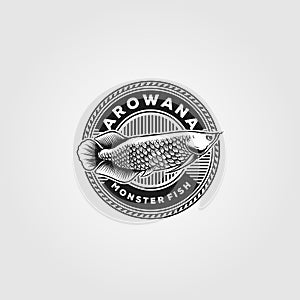 Arowana fish logo vintage vector illustration design