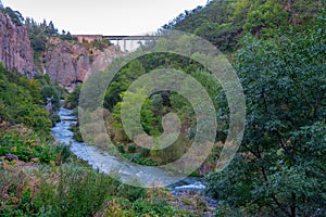 Arpa river passing by Armenian town Jermuk photo