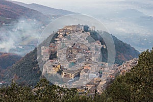 Arpino at sunset, as seen from Acropolis of Civitavecchia di Arpino, Italy photo