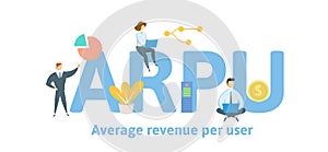 ARPU, Average Revenue Per User. Concept with keywords, letters and icons. Flat vector illustration. Isolated on white