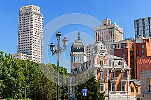 Arquitecture styles contrast in Madrid, Spain photo