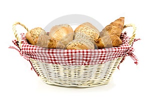 Arragement of bread in basket