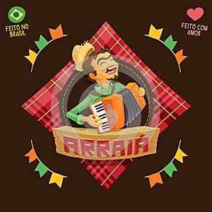 Arraia means village, also name June Parties - Accordion player logo