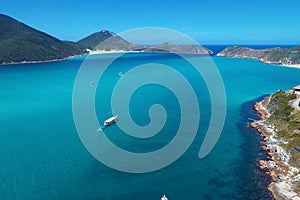 Arraial do Cabo, Brazil: Aerial view of a blue sea and clear weather