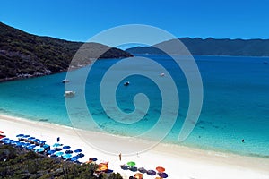 Arraial do Cabo, Brazil: Aerial view of a Forno Beach with a blue water