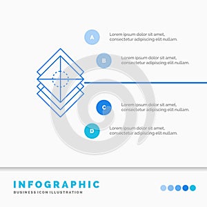 Arrange, design, layers, stack, layer Infographics Template for Website and Presentation. Line Blue icon infographic style vector