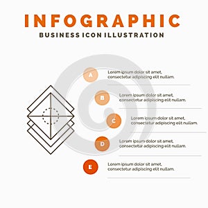 Arrange, design, layers, stack, layer Infographics Template for Website and Presentation. Line Gray icon with Orange infographic