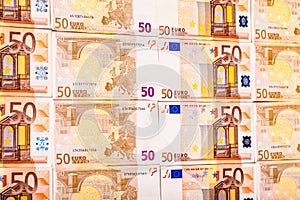 Arranged euro bills