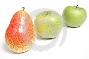 Arranged pear and green apples