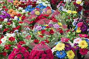 Arrangement of artificial flowers, Charminar, Hyderabad