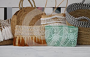 Arrangement of bags and baskets, Canggu Bali