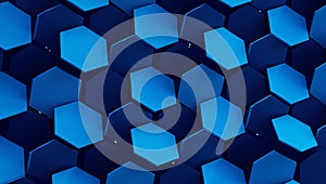Arrangement of Blue Hexagonal Shapes
