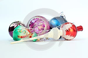 Arrangement of Christmas tree decorations