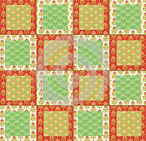 Arrangement of cotton squares for a quilting project