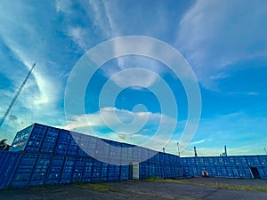 the arrangement of empty containers in the port of Bitung, North Sulawesi, Indonesia