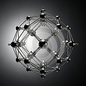 Arrangement forms a symmetrical, complex three-dimensional pattern, creating