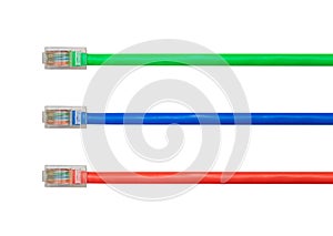 Arrangement of isolated cat5 cables to illustrate net neutrality