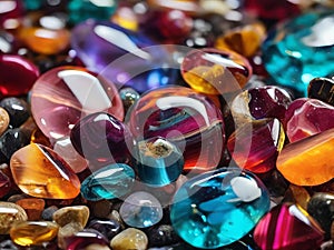 Arrangement of multi-colored semi-precious stones: aesthetics in the details