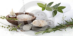 Natural spa elements on white