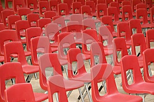 Arrangement of red chairs