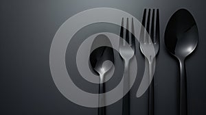 Three forks and a spoon on a black background