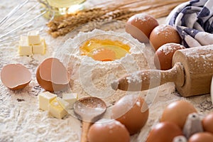 Arrangement of variety of baking ingredients