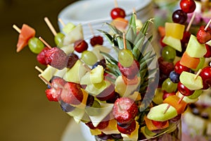 Arrangements with assorted fruits