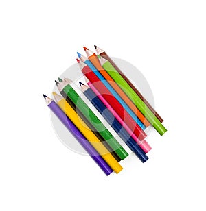 Arrangment of Colorful Pencils on White Background