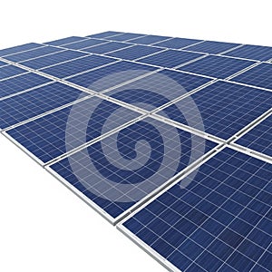 Array of Blue Solar Panels in a Grid Pattern on White Background solar energy renewable energy