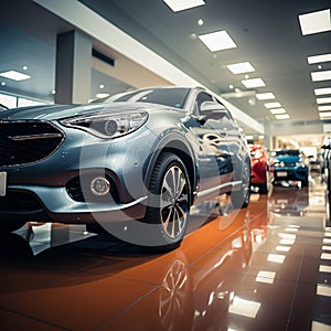 Array of cars in showroom office, emphasizing auto leasing options.