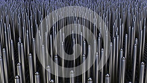 Array of copper nanowires. 3d render illustration