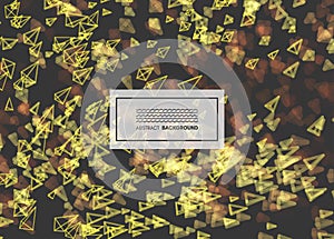 Array with dynamic emitted particles. Abstract background. Bokeh effect. Motion vector illustration