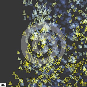 Array with Dynamic Emitted Particles. Abstract Dynamic Background. Bokeh Effect. Composition with Motion Effect.