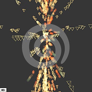 Array with Dynamic Emitted Particles. Abstract Dynamic Background. Composition with Motion Effect. Bokeh Effect. Vector