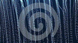 Array with Dynamic Emitted Particles. 3D Technology Style. A Glowing Grid. Abstract Background.