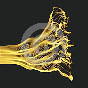 Array with Dynamic Emitted Particles. Water Splash Imitation. Abstract Background.